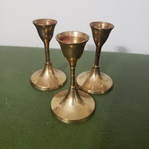 Set of Three Brass Candle Holders Made In India